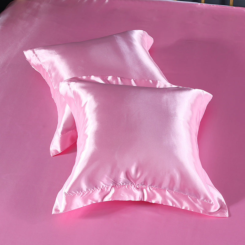 KTX-246035 Silk-like Luxury Square Cushion Cover in White, Metallic Silver, Princess Pink, and Navy - 40x40cm