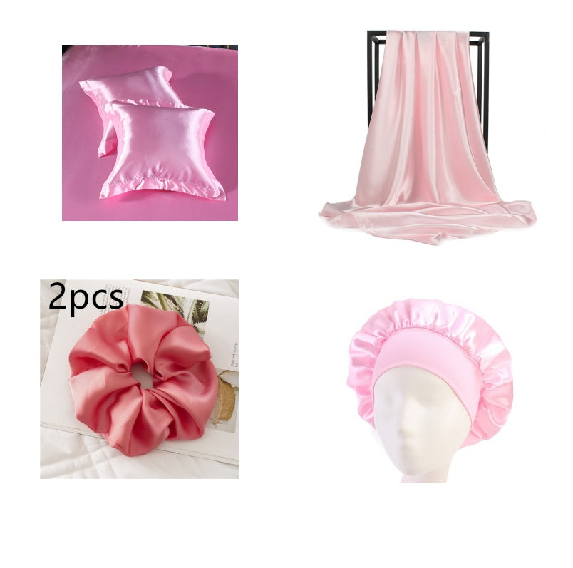 KTX-246035 Silk-like Luxury Square Cushion Cover in White, Metallic Silver, Princess Pink, and Navy - 40x40cm