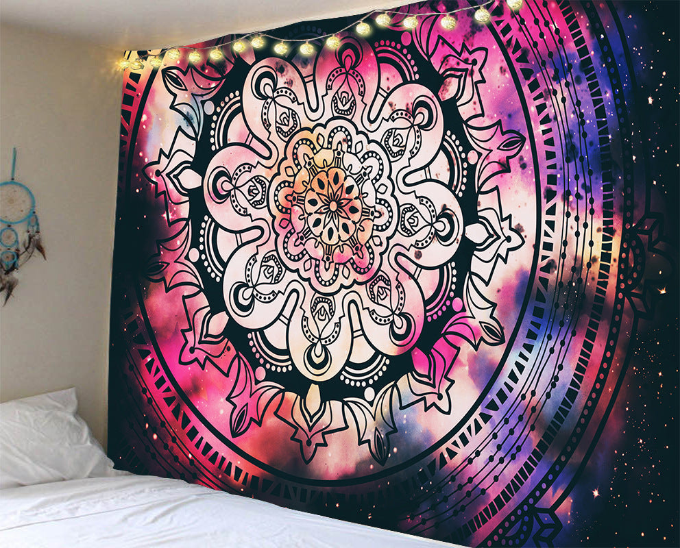 KTX-247123 Mandala Series Printed Polyester Tapestry Wall Hanging - Versatile Blanket for Living Room, Bedroom, and Outdoor Use