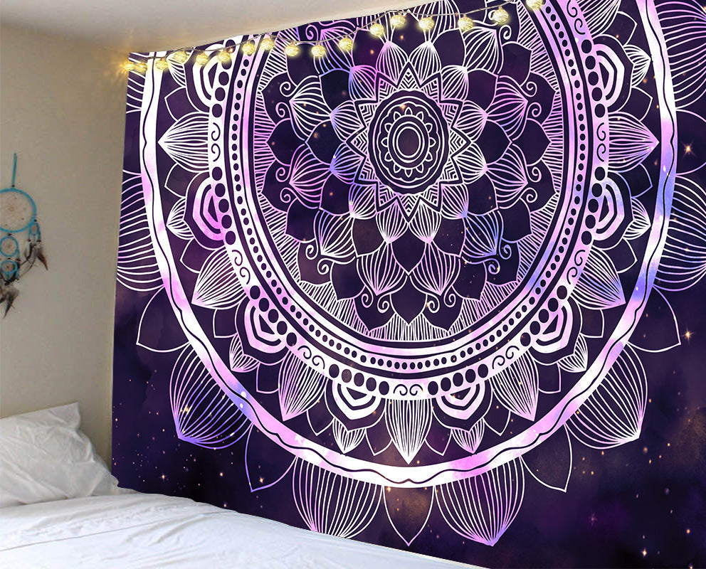 KTX-247123 Mandala Series Printed Polyester Tapestry Wall Hanging - Versatile Blanket for Living Room, Bedroom, and Outdoor Use