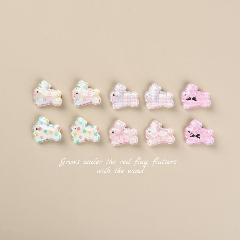 KTX-248211 Cute Rabbit Duckbill Hair Clips - Set of 5 Styles in Light Yellow, Pink, and Beige Designs