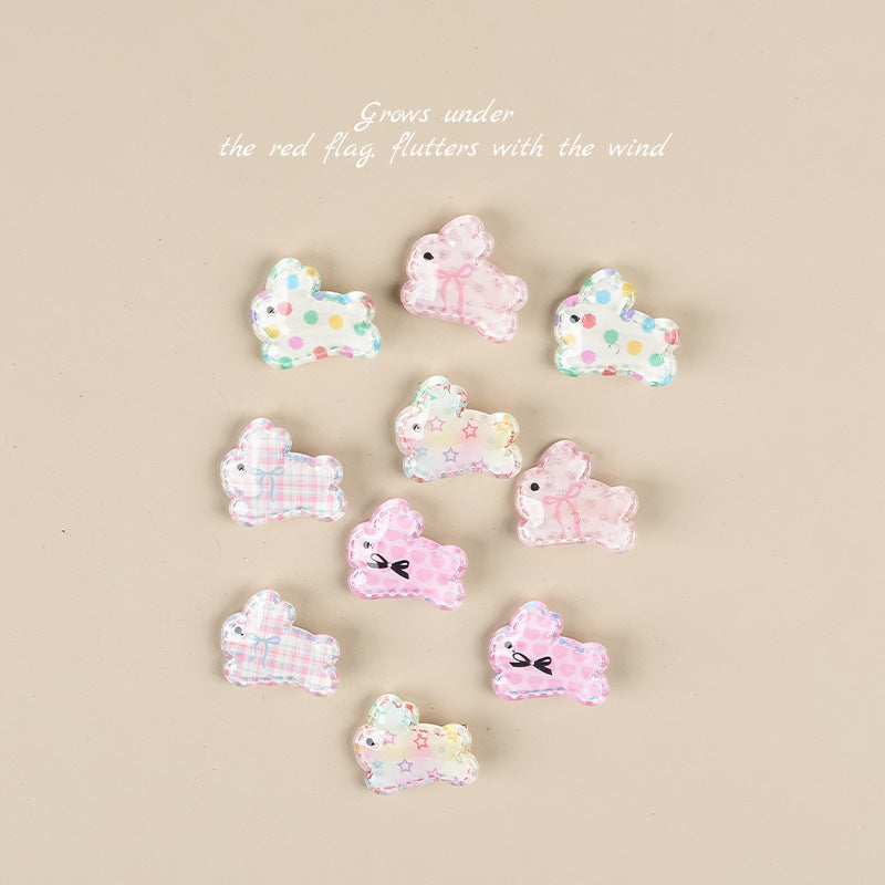 KTX-248211 Cute Rabbit Duckbill Hair Clips - Set of 5 Styles in Light Yellow, Pink, and Beige Designs