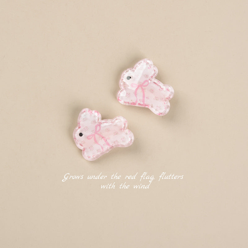 KTX-248211 Cute Rabbit Duckbill Hair Clips - Set of 5 Styles in Light Yellow, Pink, and Beige Designs