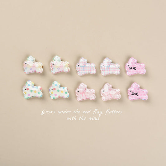 KTX-248211 Cute Rabbit Duckbill Hair Clips - Set of 5 Styles in Light Yellow, Pink, and Beige Designs