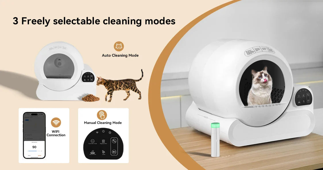 KTX-248723 Extra Large 70L Automatic Cat Litter Box with Wi-Fi Control and Odor Control for Multi-Pet Homes