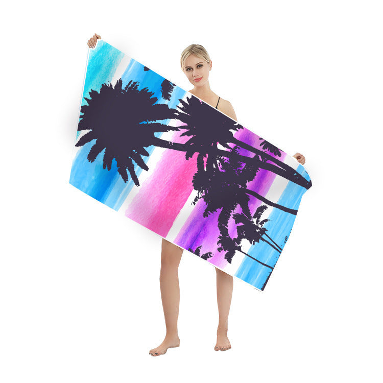 KTX-250003 Quick-drying Microfiber Beach Towel - Duplex Printing Designs: Turtle, Dolphin, Coconut Tree, Pineapple & More