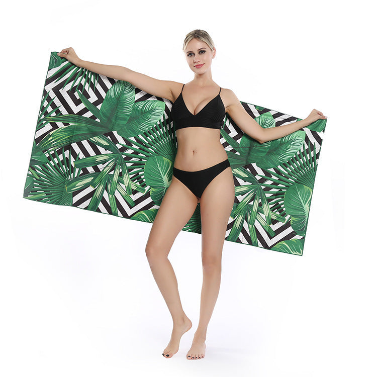 KTX-250003 Quick-drying Microfiber Beach Towel - Duplex Printing Designs: Turtle, Dolphin, Coconut Tree, Pineapple & More
