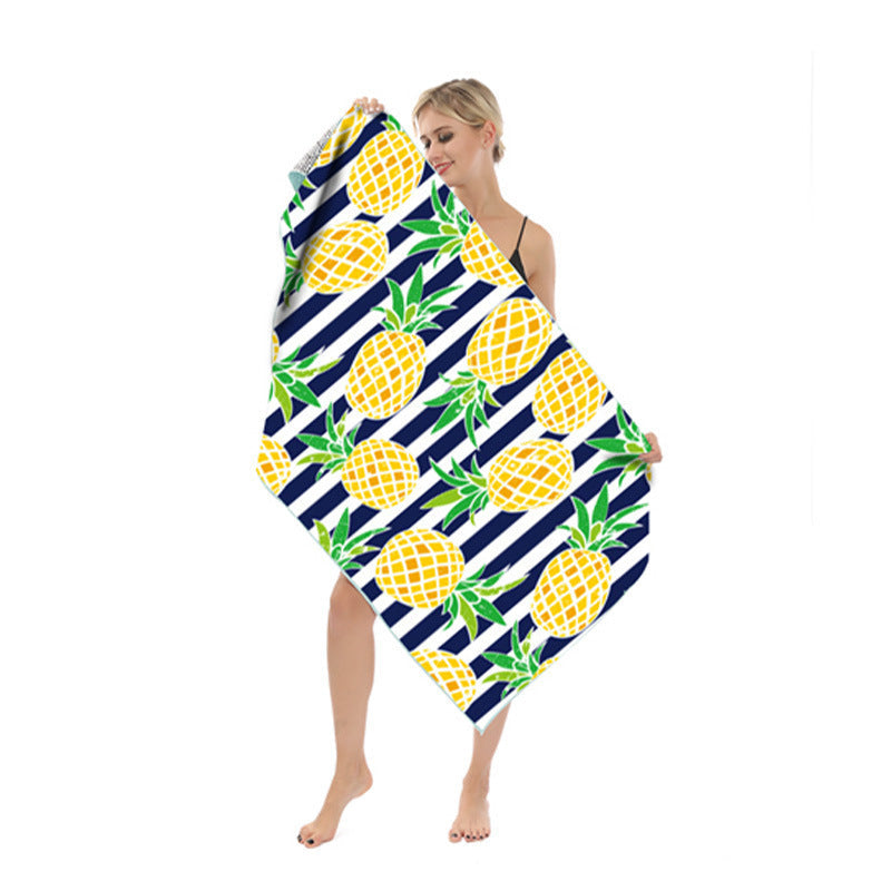 KTX-250003 Quick-drying Microfiber Beach Towel - Duplex Printing Designs: Turtle, Dolphin, Coconut Tree, Pineapple & More