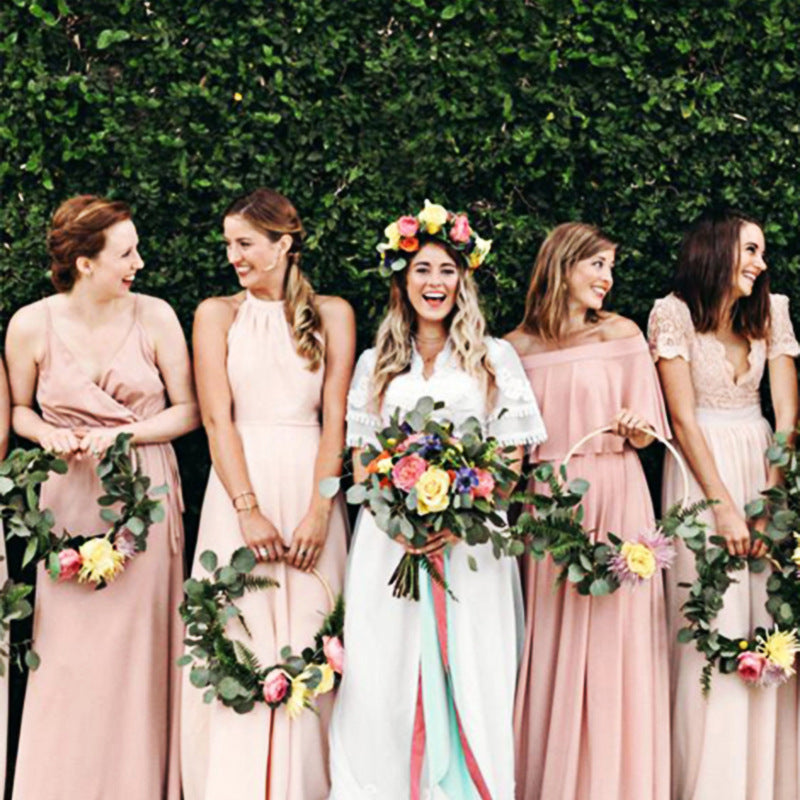 KTX-250515 Golden Floral Metal Dream Catcher Wind Chimes - Circles in Various Sizes