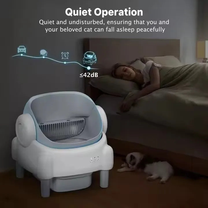 KTX-251027 Open-Top Automatic Self-Cleaning Cat Litter Box with Odor Control and APP Control, Large Capacity, Eco-Friendly Design