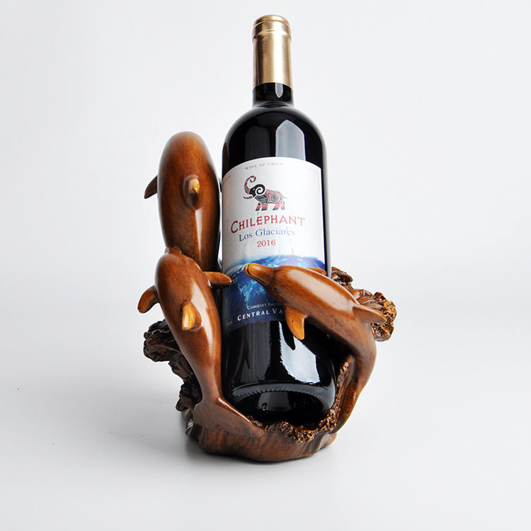 KTX-251667 European Style Dolphin Wine Rack Decorative Ornaments in Synthetic Resin