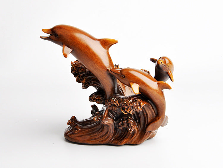 KTX-251667 European Style Dolphin Wine Rack Decorative Ornaments in Synthetic Resin