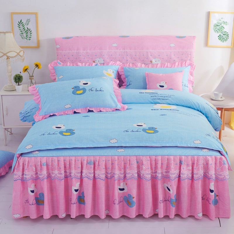 KTX-251731 Lace Bed Skirt in Thickened Brushed Polyester Cotton with Floral Print