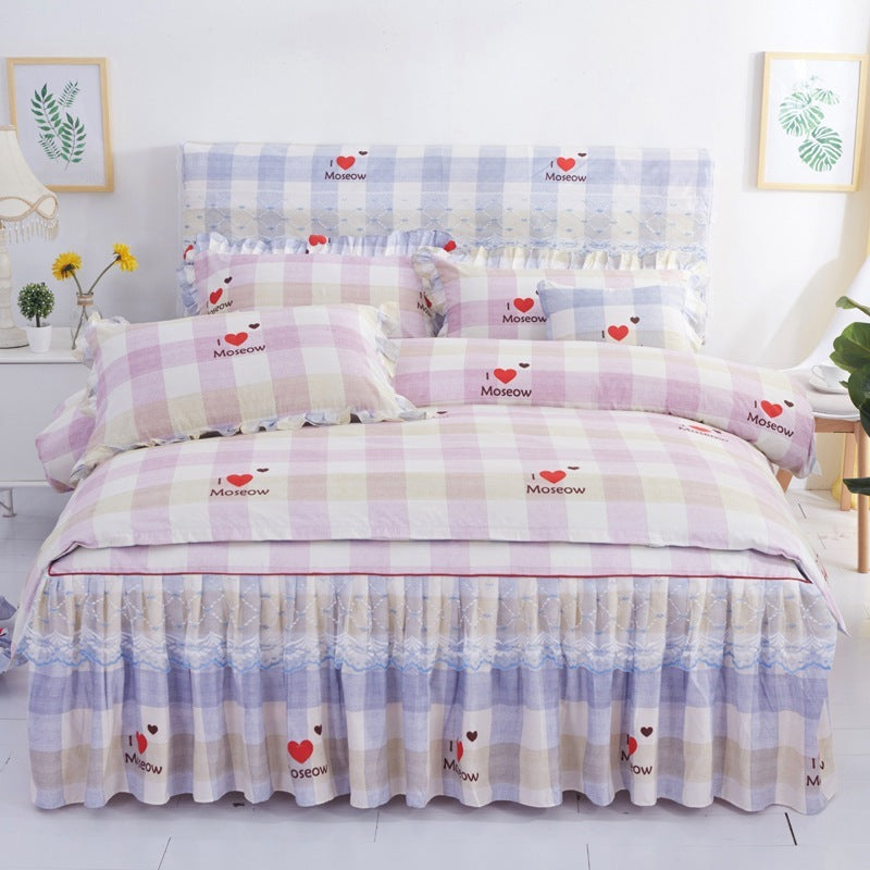 KTX-251731 Lace Bed Skirt in Thickened Brushed Polyester Cotton with Floral Print