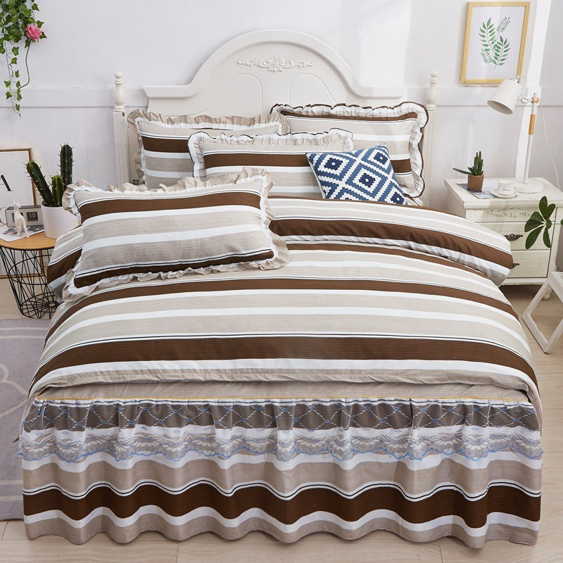 KTX-251731 Lace Bed Skirt in Thickened Brushed Polyester Cotton with Floral Print