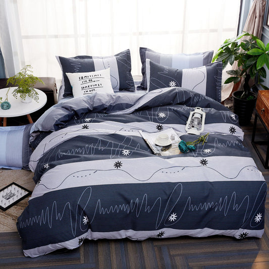 KTX-252051 Three-Piece Cartoon Floral Bedding Set in Aloe Cotton with Pillowcases