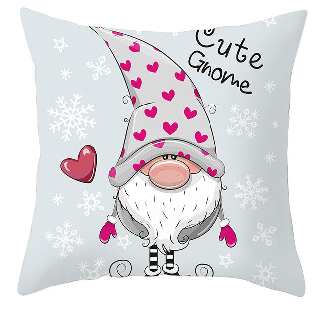 KTX-252563 Christmas Dwarf Pattern Peach Skin Fabric Pillow Cover - 45cm x 45cm, Mixed Colors