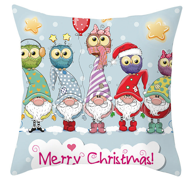 KTX-252563 Christmas Dwarf Pattern Peach Skin Fabric Pillow Cover - 45cm x 45cm, Mixed Colors