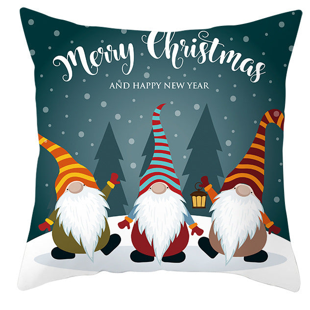 KTX-252563 Christmas Dwarf Pattern Peach Skin Fabric Pillow Cover - 45cm x 45cm, Mixed Colors