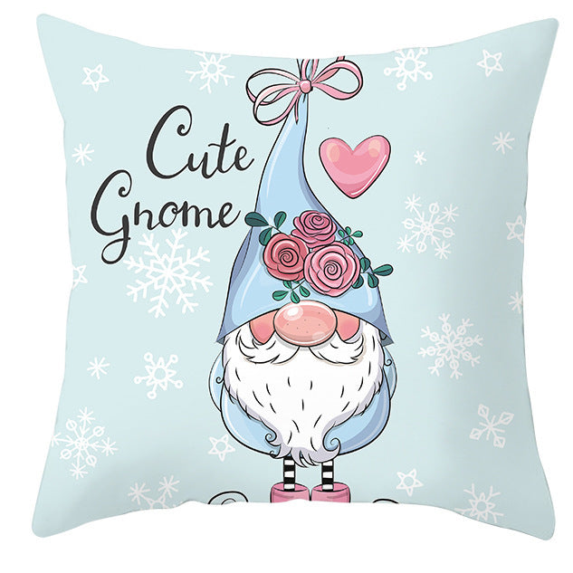 KTX-252563 Christmas Dwarf Pattern Peach Skin Fabric Pillow Cover - 45cm x 45cm, Mixed Colors