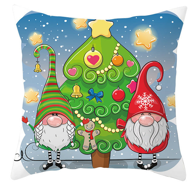 KTX-252563 Christmas Dwarf Pattern Peach Skin Fabric Pillow Cover - 45cm x 45cm, Mixed Colors