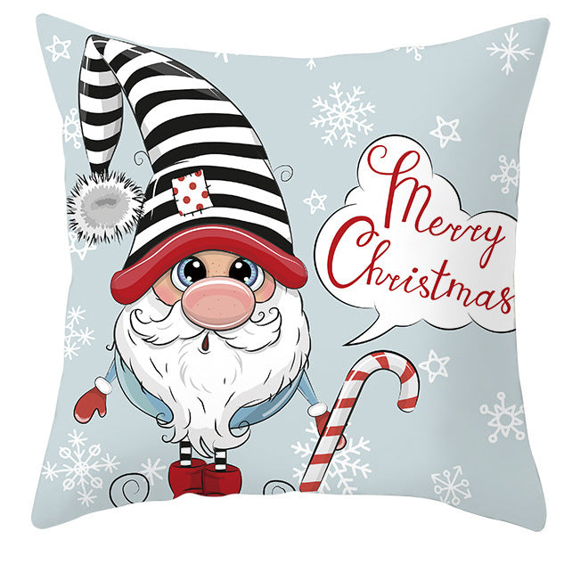 KTX-252563 Christmas Dwarf Pattern Peach Skin Fabric Pillow Cover - 45cm x 45cm, Mixed Colors