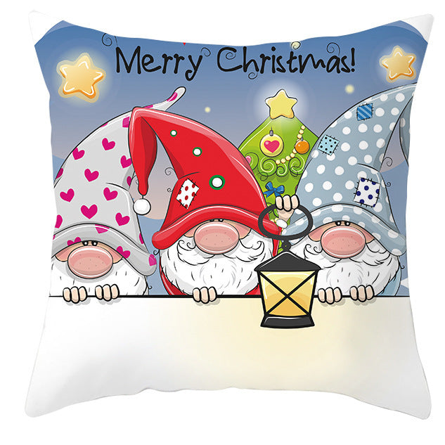 KTX-252563 Christmas Dwarf Pattern Peach Skin Fabric Pillow Cover - 45cm x 45cm, Mixed Colors