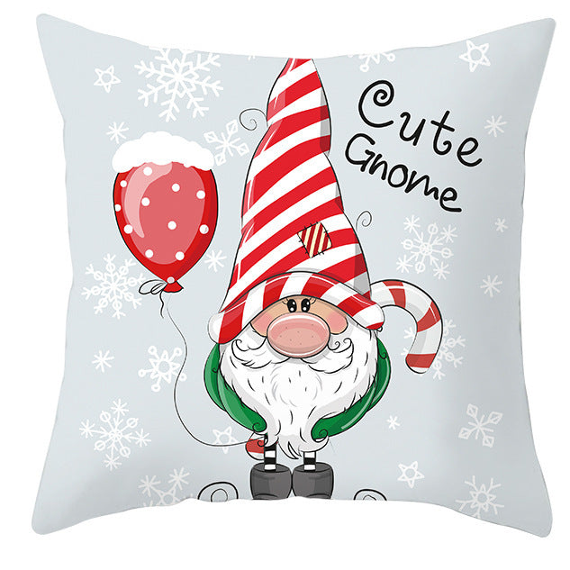 KTX-252563 Christmas Dwarf Pattern Peach Skin Fabric Pillow Cover - 45cm x 45cm, Mixed Colors