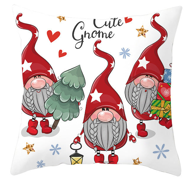 KTX-252563 Christmas Dwarf Pattern Peach Skin Fabric Pillow Cover - 45cm x 45cm, Mixed Colors