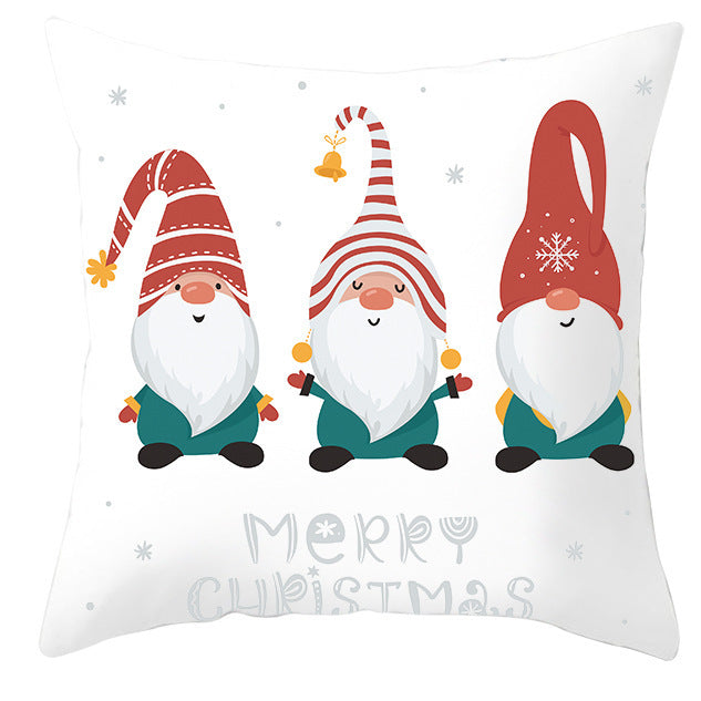 KTX-252563 Christmas Dwarf Pattern Peach Skin Fabric Pillow Cover - 45cm x 45cm, Mixed Colors