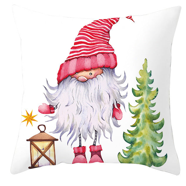 KTX-252563 Christmas Dwarf Pattern Peach Skin Fabric Pillow Cover - 45cm x 45cm, Mixed Colors