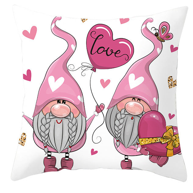 KTX-252563 Christmas Dwarf Pattern Peach Skin Fabric Pillow Cover - 45cm x 45cm, Mixed Colors