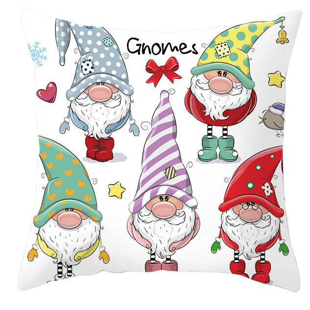 KTX-252563 Christmas Dwarf Pattern Peach Skin Fabric Pillow Cover - 45cm x 45cm, Mixed Colors