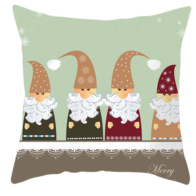 KTX-252563 Christmas Dwarf Pattern Peach Skin Fabric Pillow Cover - 45cm x 45cm, Mixed Colors