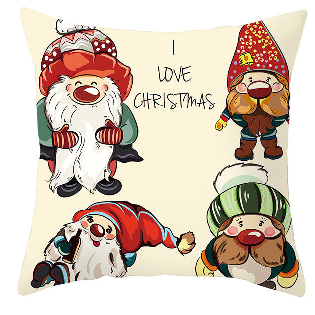 KTX-252563 Christmas Dwarf Pattern Peach Skin Fabric Pillow Cover - 45cm x 45cm, Mixed Colors