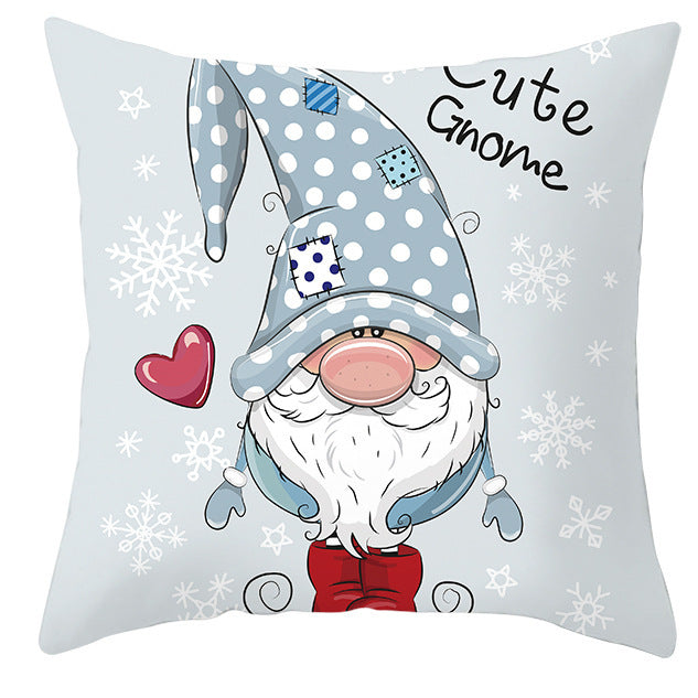 KTX-252563 Christmas Dwarf Pattern Peach Skin Fabric Pillow Cover - 45cm x 45cm, Mixed Colors
