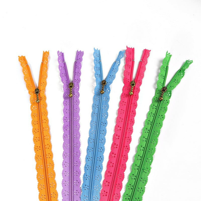 KTX-252563 Mixed 40cm Nylon Lace Zipper Set - 10 Pieces in 24 Colors for DIY Projects