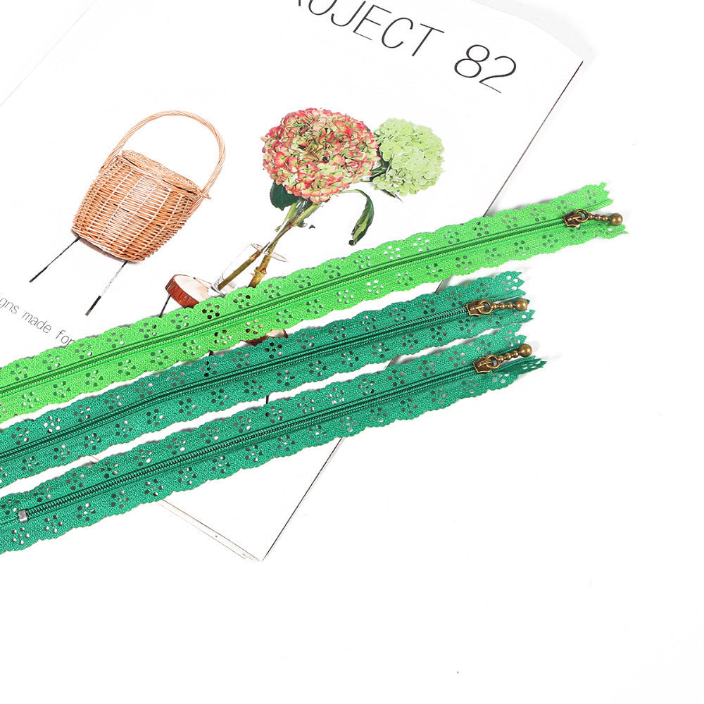 KTX-252563 Mixed 40cm Nylon Lace Zipper Set - 10 Pieces in 24 Colors for DIY Projects