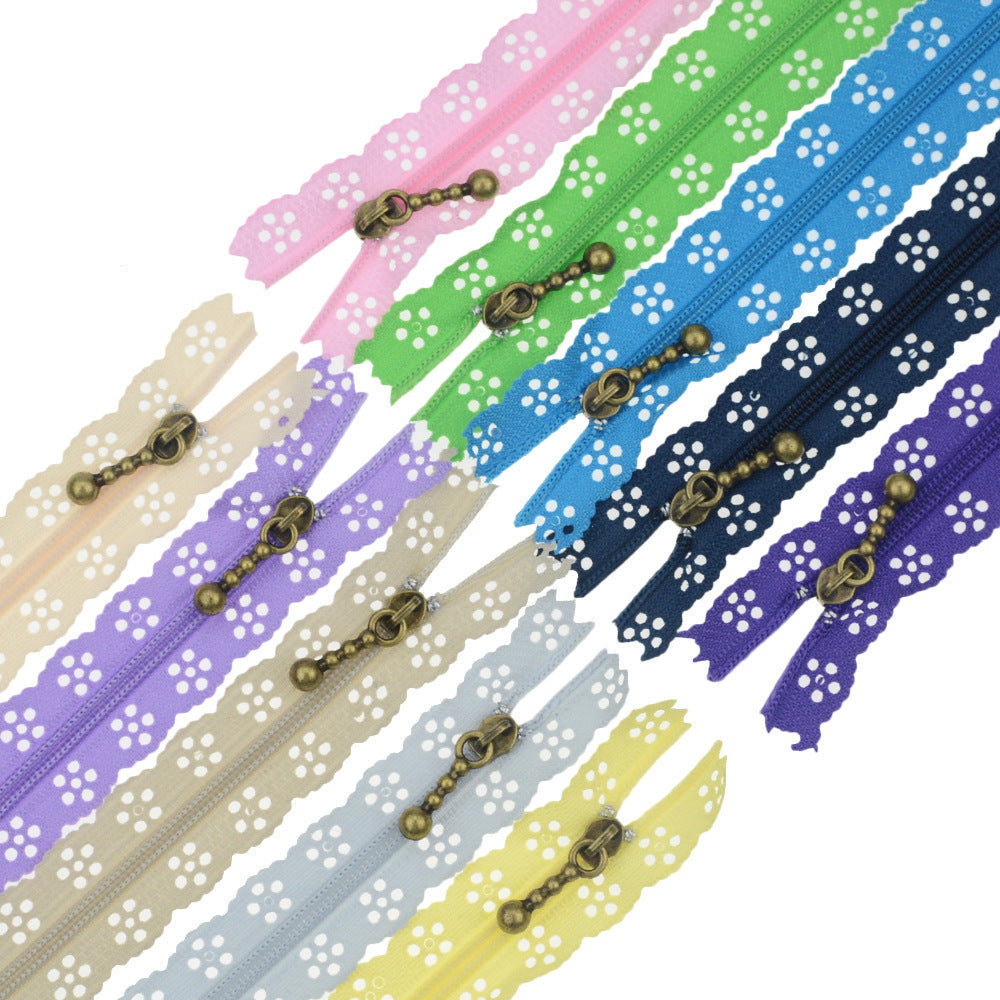 KTX-252563 Mixed 40cm Nylon Lace Zipper Set - 10 Pieces in 24 Colors for DIY Projects
