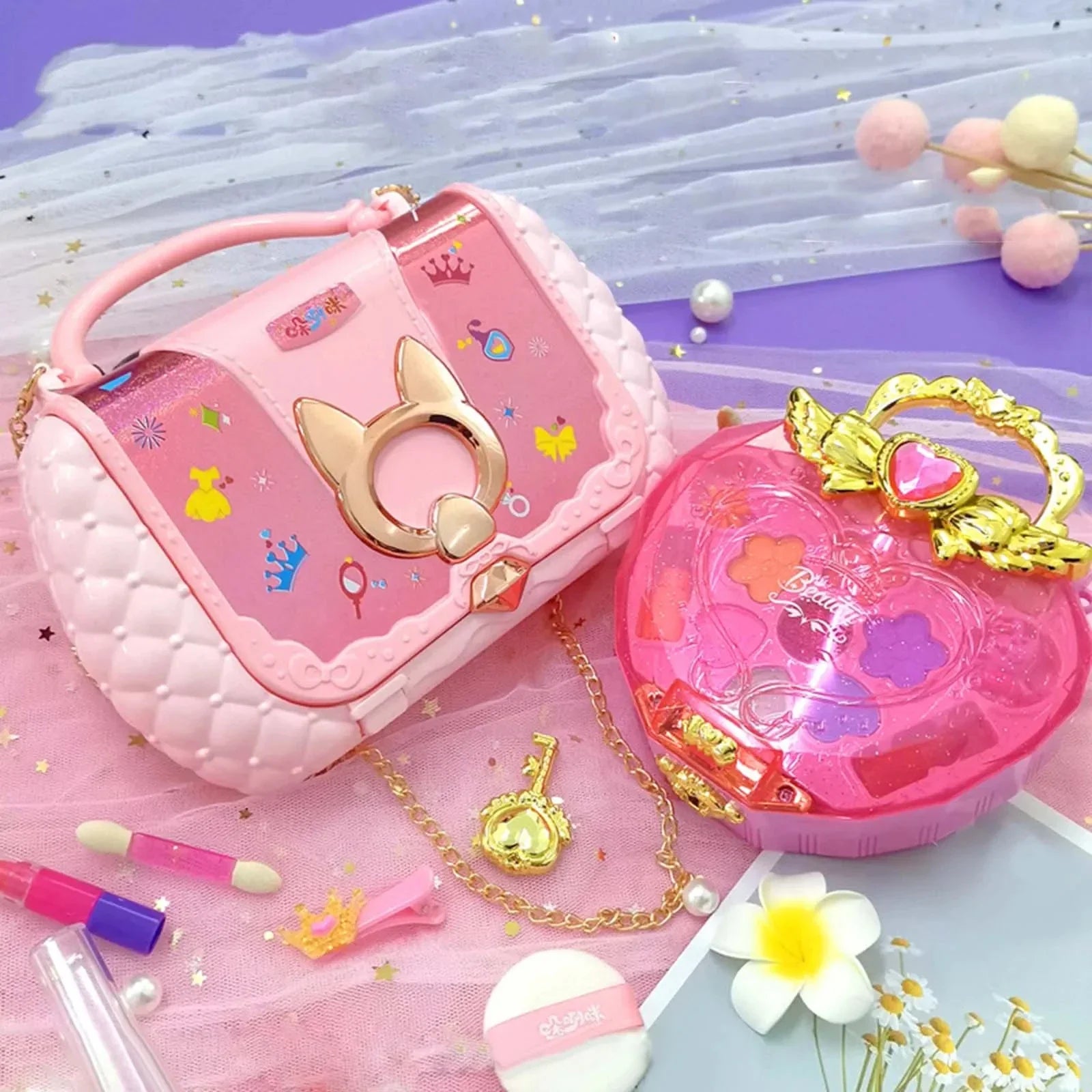 KTX-252563 Non-Toxic Washable Makeup Pretend Play Kit for Girls Ages 2-13