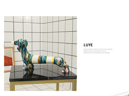 KTX-252819 Dachshund Dog Resin Craft Ornament – Modern Animal Decor, 43x11x22.5 cm