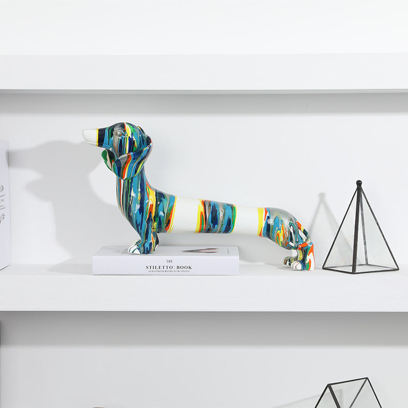 KTX-252819 Dachshund Dog Resin Craft Ornament – Modern Animal Decor, 43x11x22.5 cm