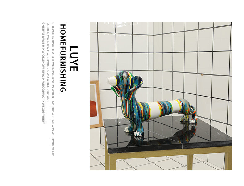 KTX-252819 Dachshund Dog Resin Craft Ornament – Modern Animal Decor, 43x11x22.5 cm