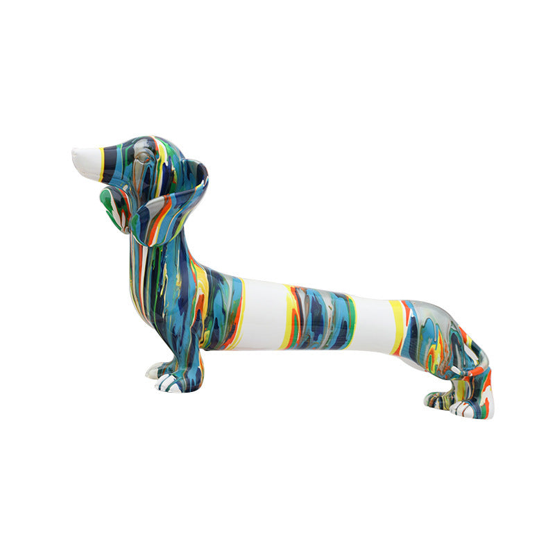 KTX-252819 Dachshund Dog Resin Craft Ornament – Modern Animal Decor, 43x11x22.5 cm