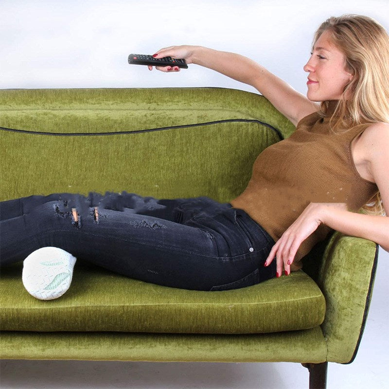 KTX-253715 Large Multifunctional Waist Pad Round Leg Pillow in Plaid Cotton with Polyurethane Filler