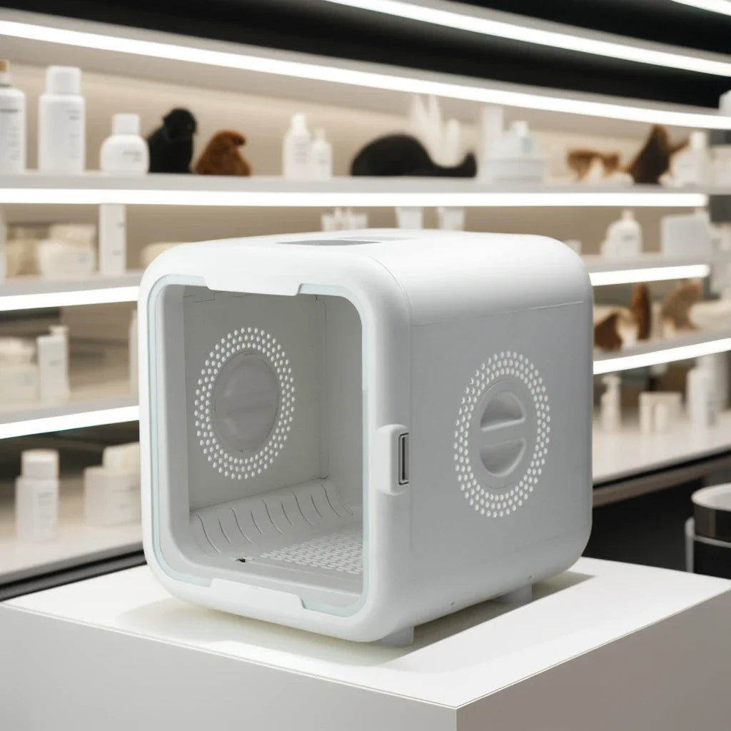 KTX-254291 Eco-Friendly Automatic Pet Hair Dryer Box for Small Animals and Cats, Low Noise Design - 43x47x47 CM