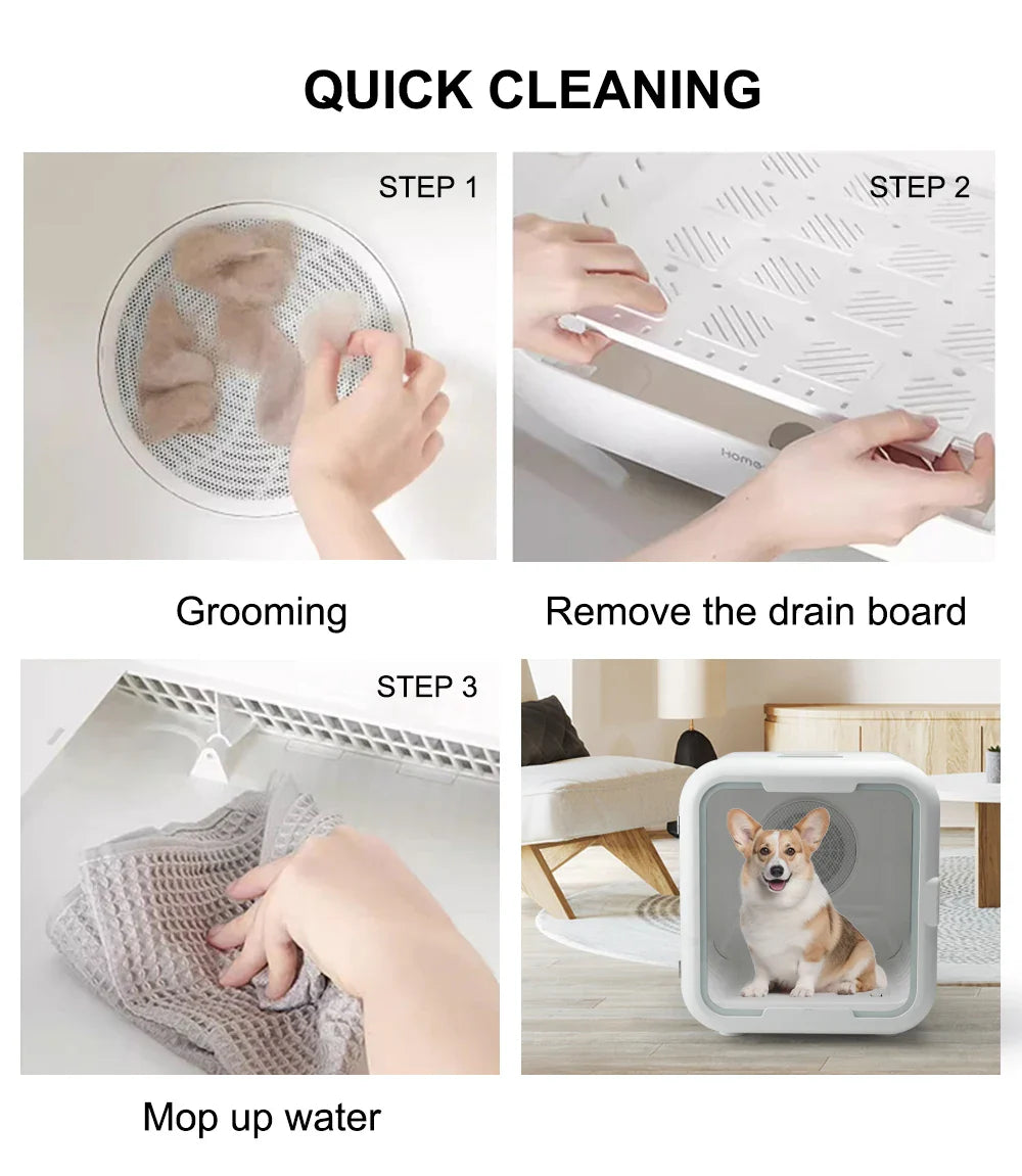 KTX-254291 Eco-Friendly Automatic Pet Hair Dryer Box for Small Animals and Cats, Low Noise Design - 43x47x47 CM