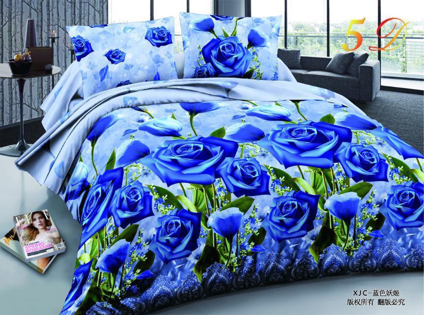KTX-254355 Reactive Printed Polyester Bedding Set - Double Four-Piece with Quilt Cover and Pillowcases