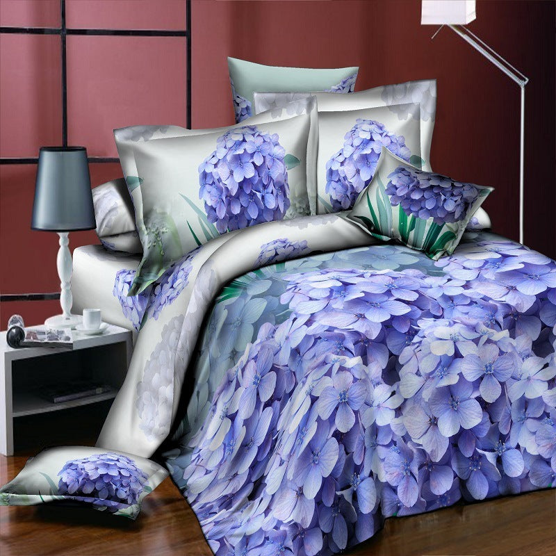 KTX-254355 Reactive Printed Polyester Bedding Set - Double Four-Piece with Quilt Cover and Pillowcases