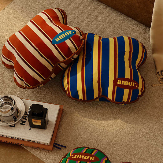 KTX-254995 Antique Style Alien Shape Pillow in Plush with Stripe Pattern - 40x40cm